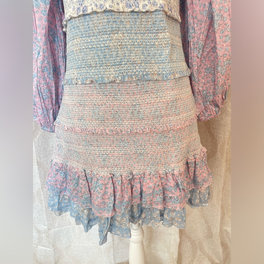 LoveShackFancy Ensley Mini Dress Blueberry Dust Size Large NWT - Picture 7 of 10